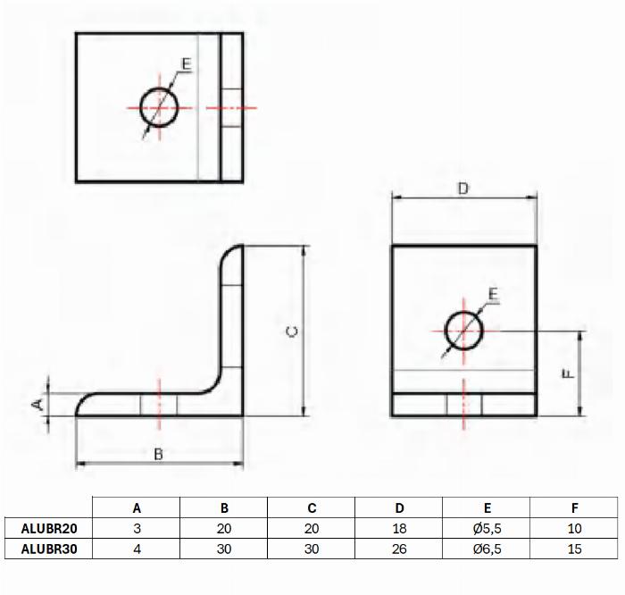 Equerre Alu elox 20x20